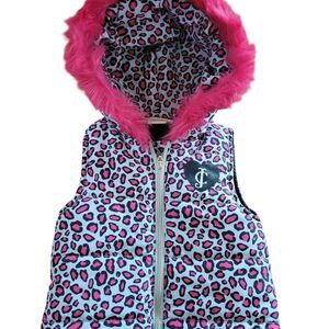 Girl's Size 12 Months Juicy Couture Pink Leopard Print Puffer Vest